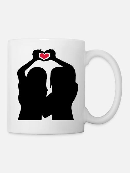 Handherz Silhouette Freundinnen - Tasse - Weiß