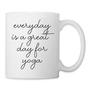 yoga sport fitness happines Englisch qoutes - Tasse - Weiß - Rechts