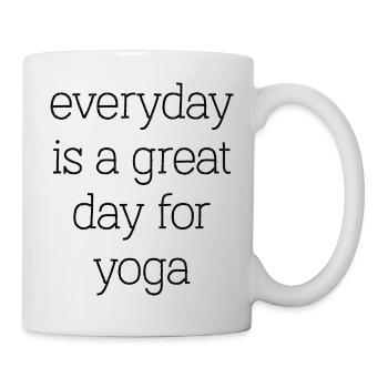 yoga sport fitness happines Englisch qoutes - Tasse - Weiß - Rechts