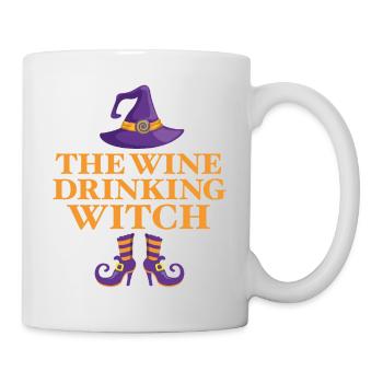 Die Wein trinkende Hexe - Tasse - Weiß - Rechts