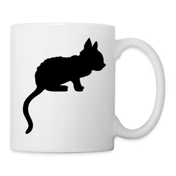 Silhouette Schatten niedliches Kätzchen - Tasse - Weiß - Rechts
