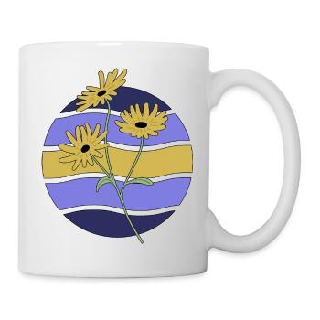 Minimal Blume Wellen Muster Urlaub Ferien Sommer - Tasse - Weiß - Rechts