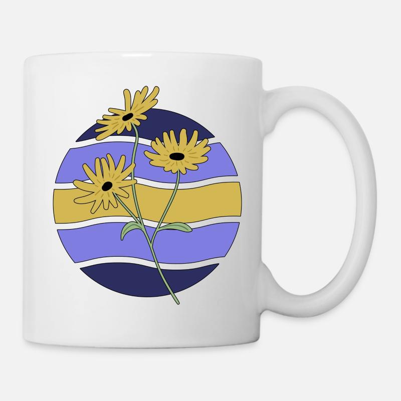Minimal Flower Waves Pattern Holiday Holiday Summer - Mug - white