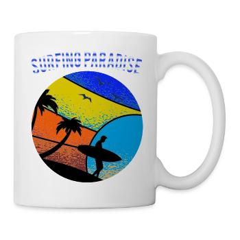 Surfer-Surfing Paradise-Wassersport-T-Shirt - Tasse - Weiß - Rechts