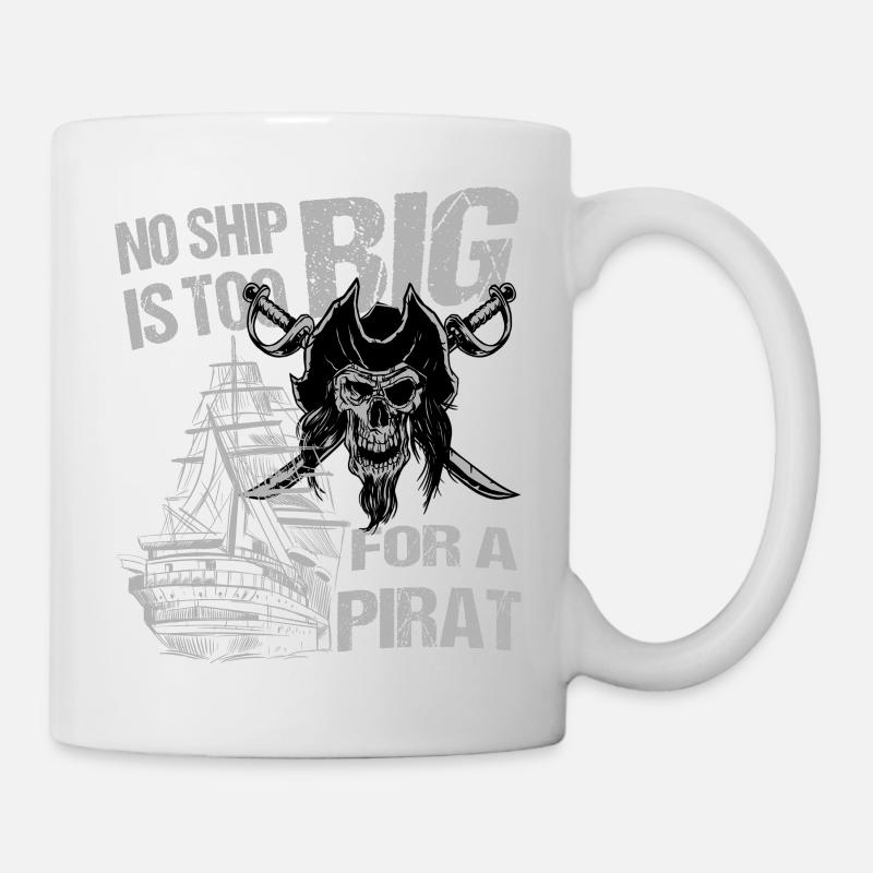 Pirate with ship and sabre - Mug - white