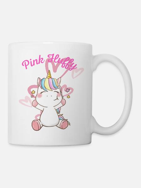 Pink Fluffy Unicorn - Mug - white