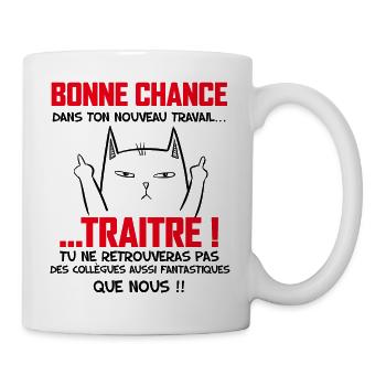Départ Collègue Traître humour chat - Mug blanc - blanc - Droite