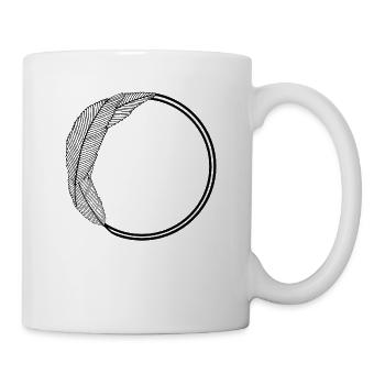 Cadre rond avec de grandes feuilles - Mug blanc - blanc - Droite
