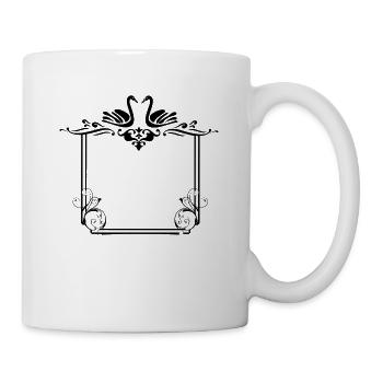 Küssende Schwänen Schwarzer Rahmen - Tasse - Weiß - Rechts