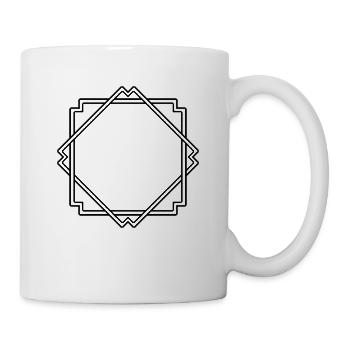Schwarzer Quadratischer Rahmen Deko - Tasse - Weiß - Rechts