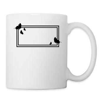 Rechteckiger Rahmen mit Schmetterlingen - Tasse - Weiß - Rechts