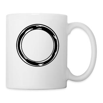 Schwarzer Runder Kreis mit Farbflecken - Tasse - Weiß - Rechts