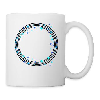 Schwarze Kreisförmige Linien mit Sternen - Tasse - Weiß - Rechts