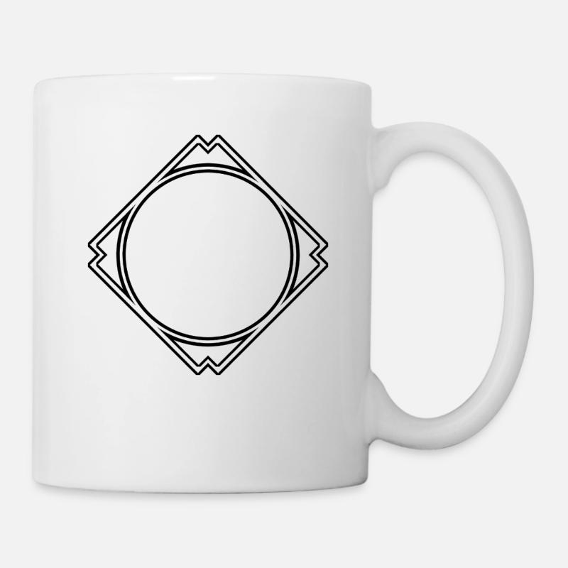 Black circle in the square frame decoration - Mug - white