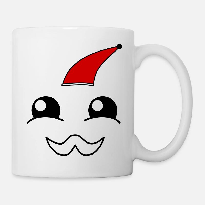 Visage mignon avec une barbe et un chapeau de Noël - Mug blanc - blanc
