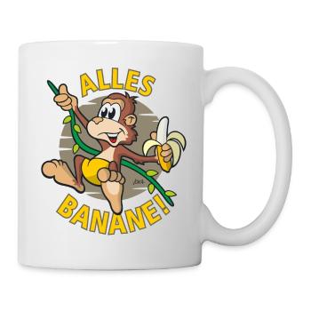 Witziger Äffchen Cartoon - Alles Banane! - Tasse - Weiß - Rechts