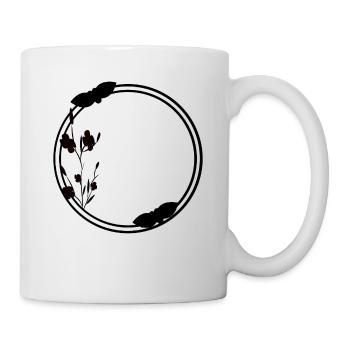 Frühlings Rahmen Kreis in schwarz Blumen - Tasse - Weiß - Rechts