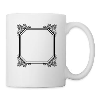 Cooler Quadratischer Rahmen mit Blätter - Tasse - Weiß - Rechts
