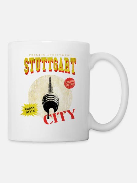 Stuttgart Deutschland Stadt Skyline Vintage Retro - Tasse - Weiß