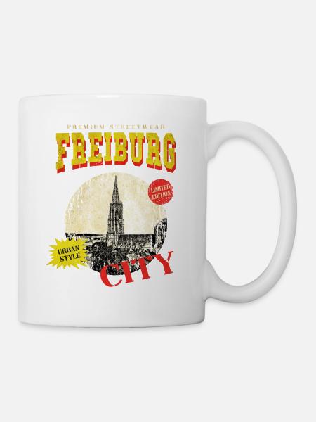 Freiburg Deutschland Stadt Skyline Vintage Retro - Tasse - Weiß