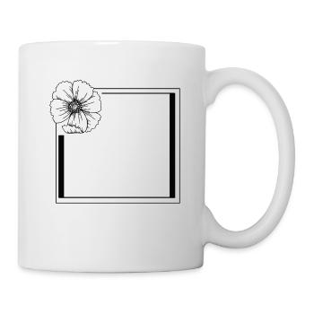 Rahmen mit großer Blumenblüte - Tasse - Weiß - Rechts