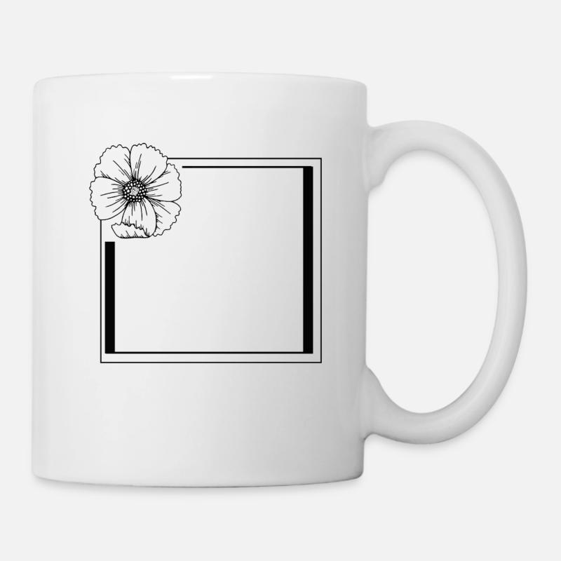 Rahmen mit großer Blumenblüte - Tasse - Weiß