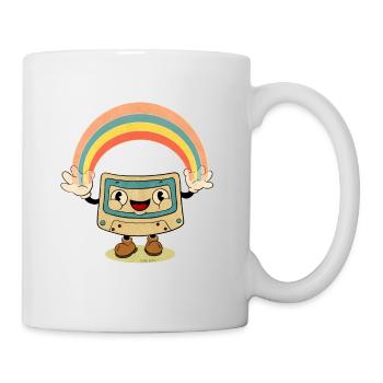 Vintage Kassette mit Regenbogen - Tasse - Weiß - Rechts