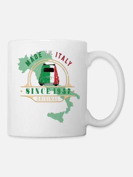Fabriqué en Italie 1957 Oldtimer Car 500 Bambino - Mug blanc - blanc