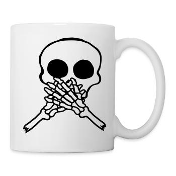 Mains du crâne devant la bouche - Mug blanc - blanc - Droite