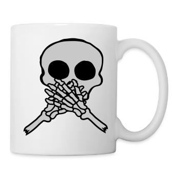 Hände vor Mund Schädel - Tasse - Weiß - Rechts