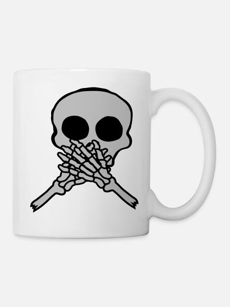Mains devant le crâne de la bouche - Mug blanc - blanc
