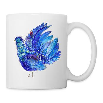 Colombe de la Paix. Peinture Petrykivka. ART POPULAIRE UA - Mug blanc - blanc - Droite