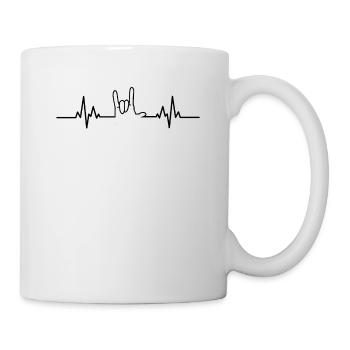 Rock´N Roll EKG Handzeichen Musik - Tasse - Weiß - Rechts