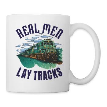 Echte Kerle verlegen Schienen - Tasse - Weiß - Rechts