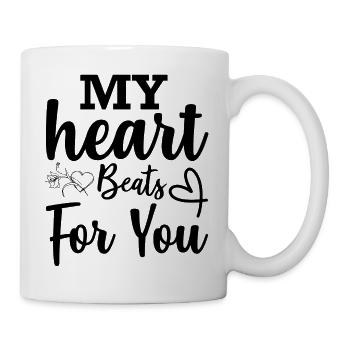 Mein Herz schlägt für Sie - positives Zitat - Tasse - Weiß - Rechts