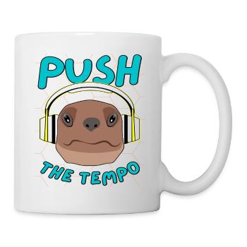 Pushen Sie die Tempo-Schildkröte mit Kopfhörern - Tasse - Weiß - Rechts