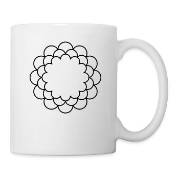 Blumen Linie Blüten Striche in schwarz - Tasse - Weiß - Rechts