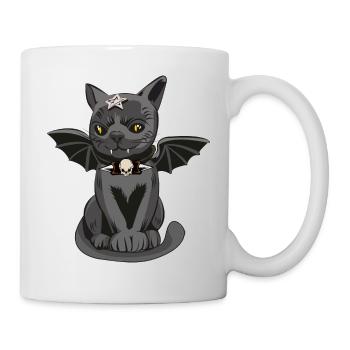 Chat avec des ailes, Halloween, Hallomeow - Mug blanc - blanc - Droite