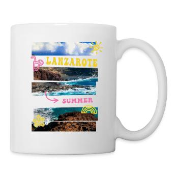 Lanzarote Sommer Sonne Strand Meer Palmen Urlaub - Tasse - Weiß - Rechts