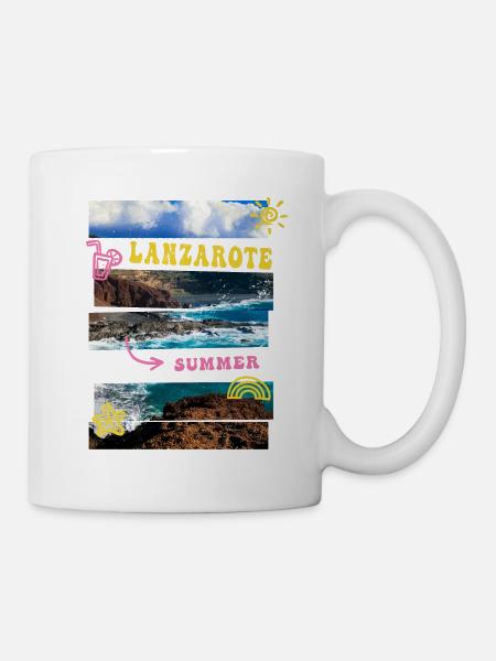 Lanzarote Été Soleil Plage Palmiers de Mer Vacances - Mug blanc - blanc