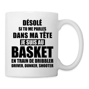 dans ma tête je suis au basket - Mug blanc - blanc - Droite