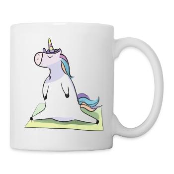 Einhorn Yoga Lustig Yogalehrerin Geschenkidee - Tasse - Weiß - Rechts
