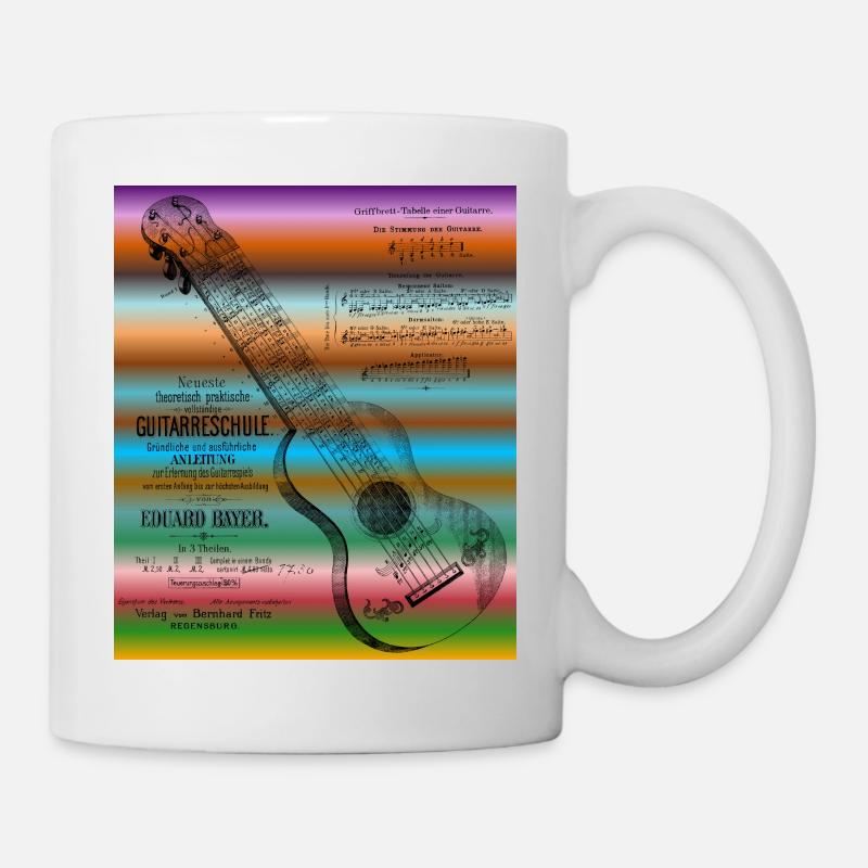 Guitarreschule von Eduard Bayer (Regenbogen) - Tasse - Weiß