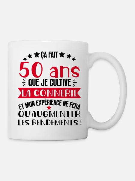 50 ans que je cultive la connerie anniversaire - Mug blanc - blanc