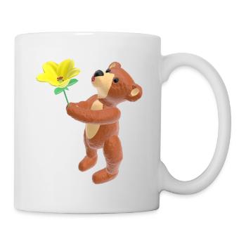 Ours en peluche avec fleur et bouche baiser 3D - Mug blanc - blanc - Droite