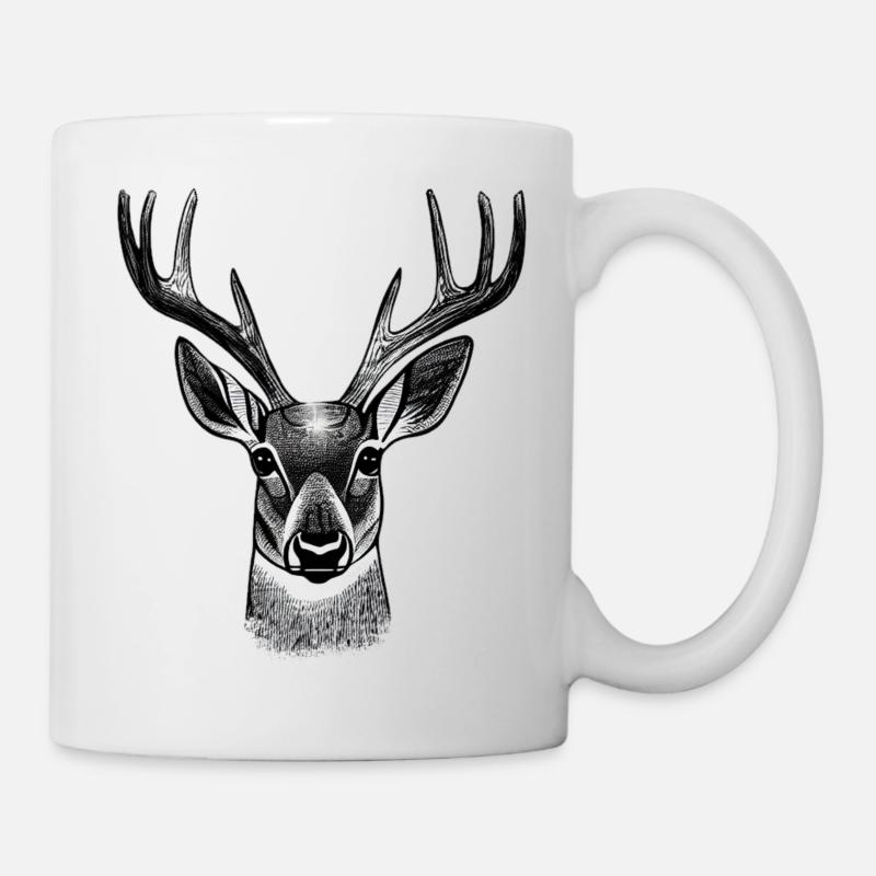Hirschkopf im Herbst Hirsch Geweih Bock Reh Kitz - Tasse - Weiß