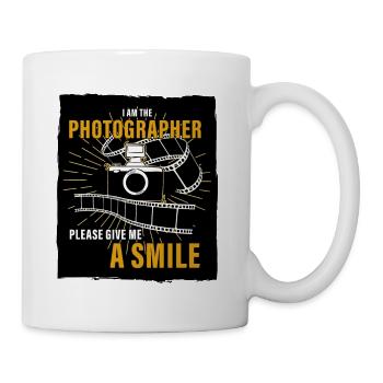 Je suis photographe - donnez-moi un sourire - Mug blanc - blanc - Droite