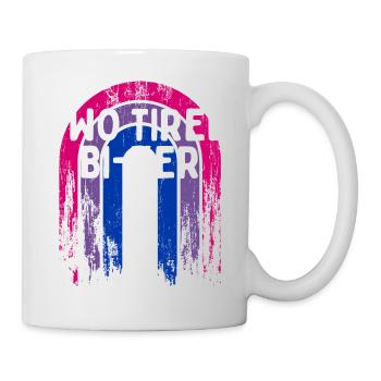 Two Tired Bi-ker Bisexual LGBTQ Bi Pride LGBT Pun - Mug - white - Right