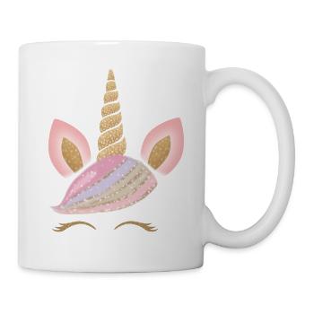 Princesse licorne rose doree arc en ciel - Mug blanc - blanc - Droite