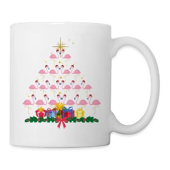 Flamant rose Noël. Cadeau de Noël - Mug blanc - blanc - Droite